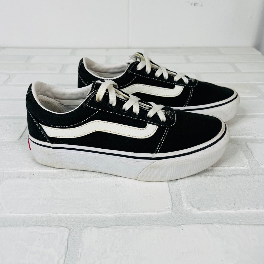 Vans Ward Platform Black White Canvas Low Top Sneakers Womens Size 6 721356